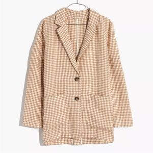 Madewell Linen Dorset Blazer in Gingham Check